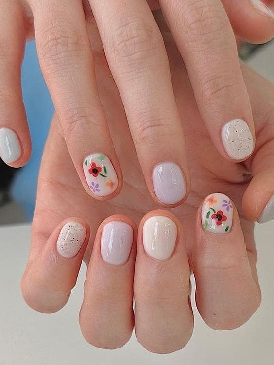 simple flower nail designs: floral pop