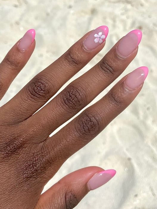 spring nail design: pastel pink French tips 