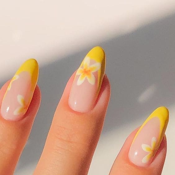 spring nail design: yellow French tips