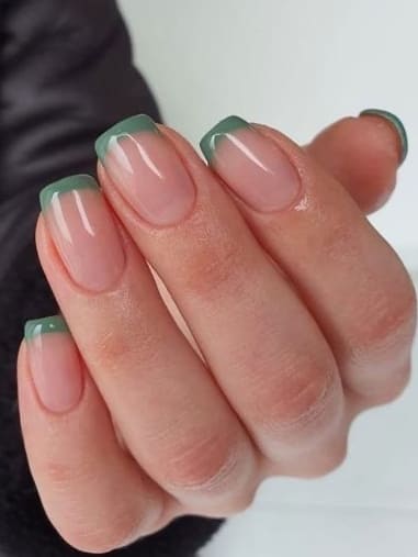 spring nail design: green French tips