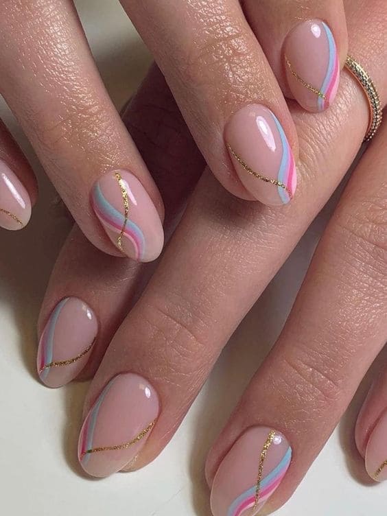 spring nail design: vibrant swirls 