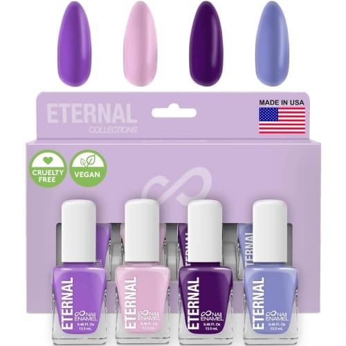 purple and blue nail polish set