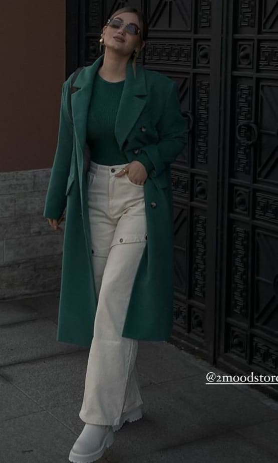 st. patrick's day outfit: green coat 
