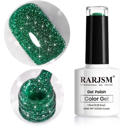 green glitter gel nail polish