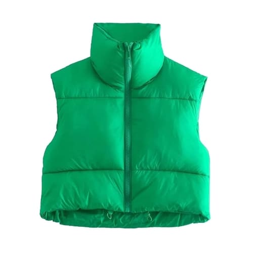 green crop puffer vest 