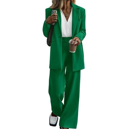 green suit set women 