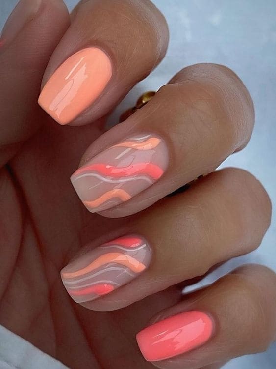 coral nail design: swirls 
