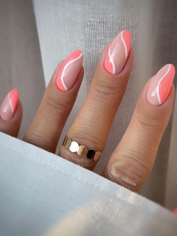 coral nail design: swirly negative space 