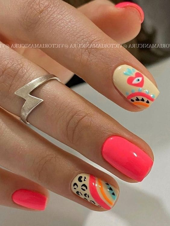 coral nail design: fun accent 