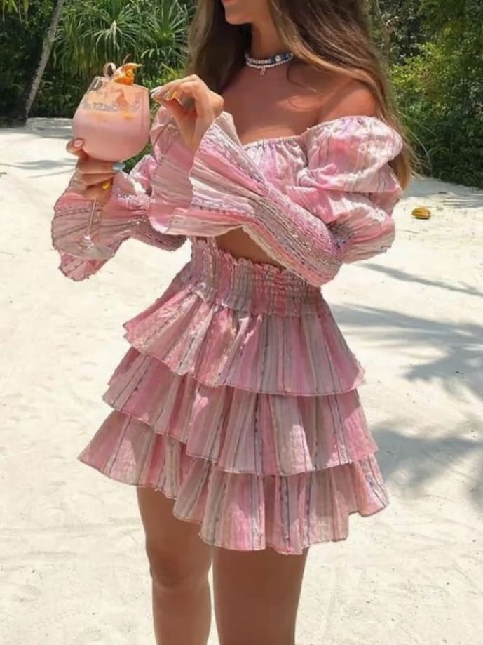 cute summer dress: pastel pink stripe mini dress