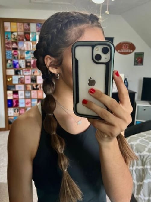 cute summer hairstyle: braided crown double bubble ponies 