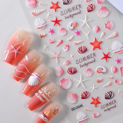 vibrant starfish nail stickers