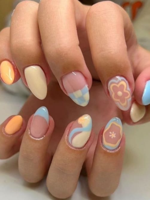 cute summer nails: summer pastel mix 