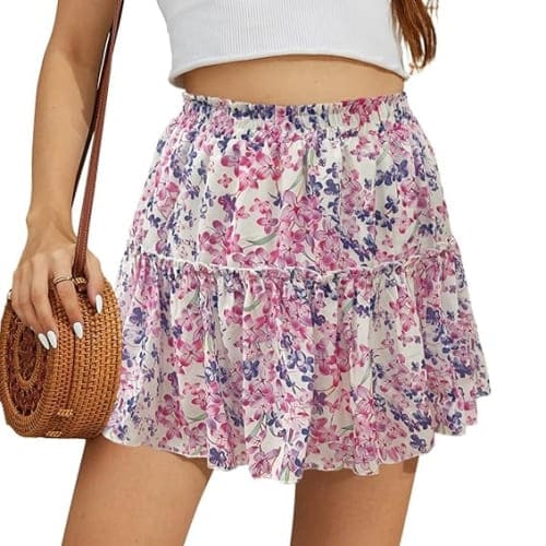 floral chiffon mini skirt