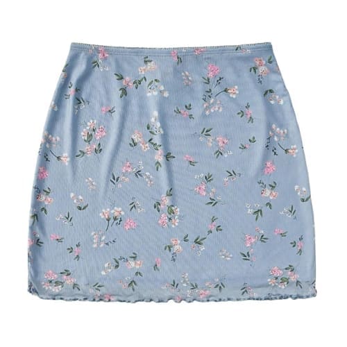 light blue floral mini skirt