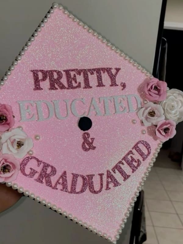 graduation cap: pearl embellishment