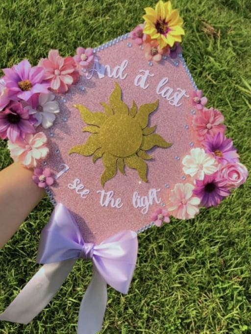 graduation cap: girly florals