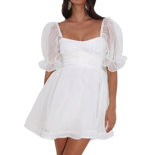 fluffy white mini dress