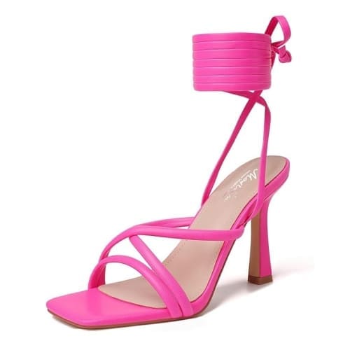 pink strap high heels