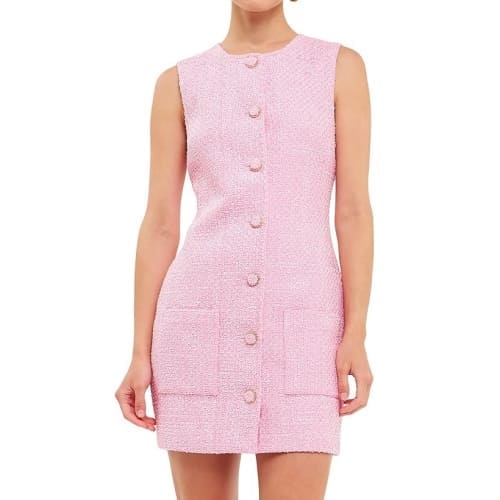 pink tweed mini dress