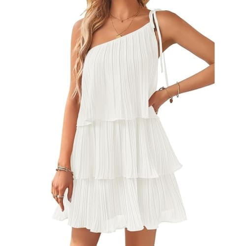 white frill mini dress