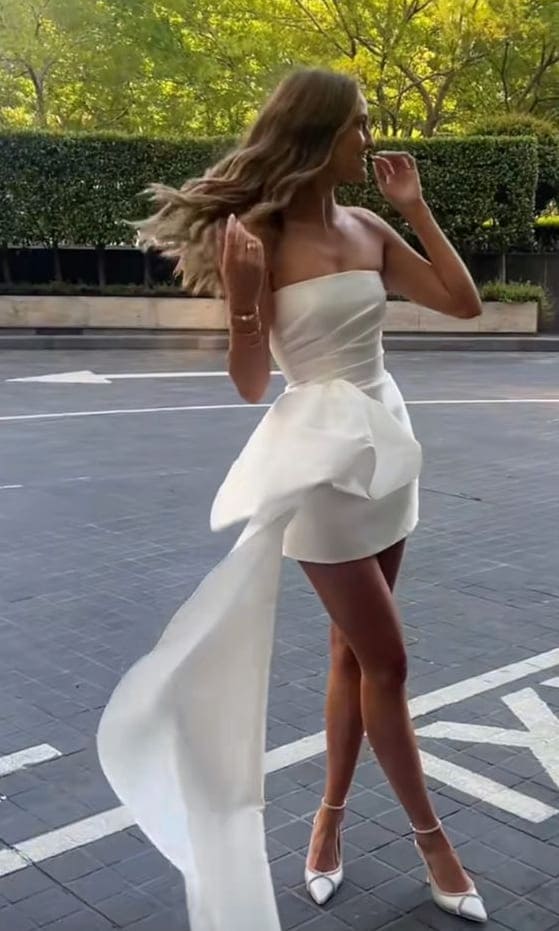 graduation outfit: white mini dress