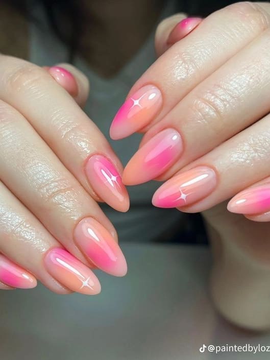 hot pink nails: aura 