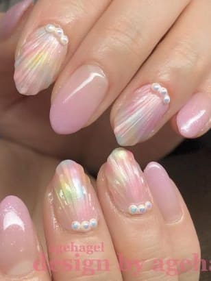 mermaid nail design: soft pink ombre  