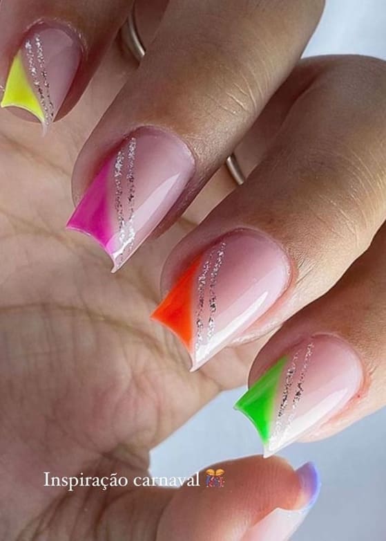 neon nail design: vibrant side tips