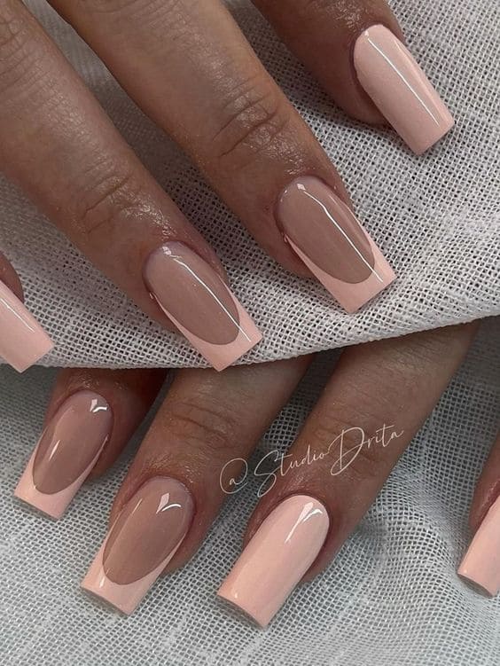 peach nail design: nude acrylics 