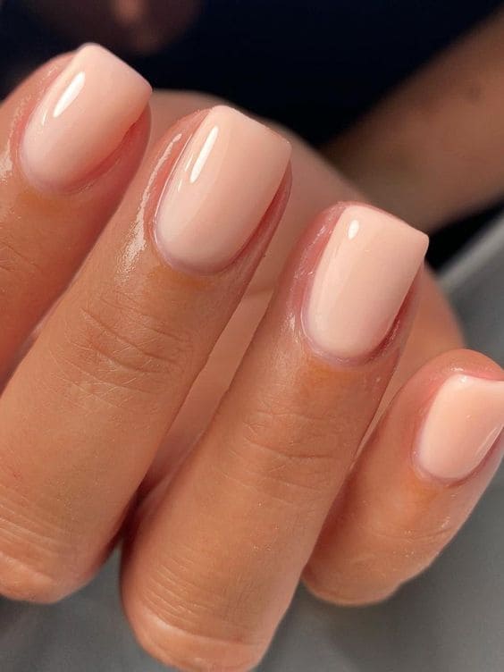 peach nail design: nude jelly polish