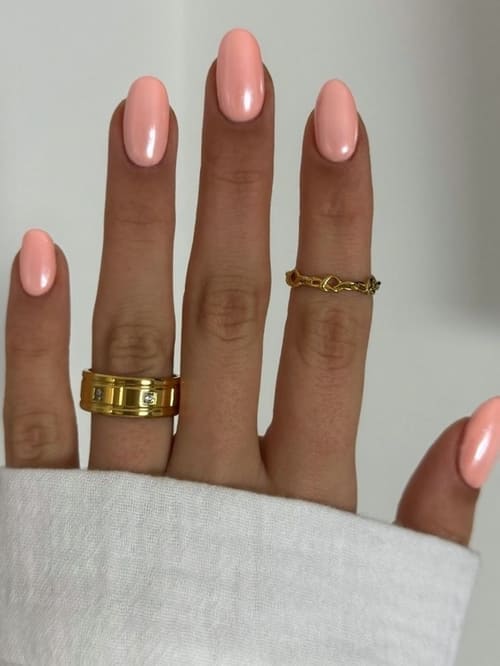 peach nail design: chrome