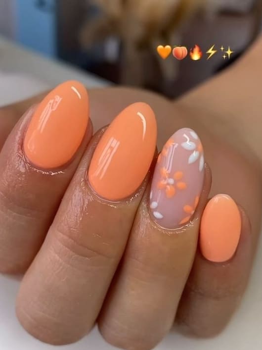 peach nail design: pastel orange 