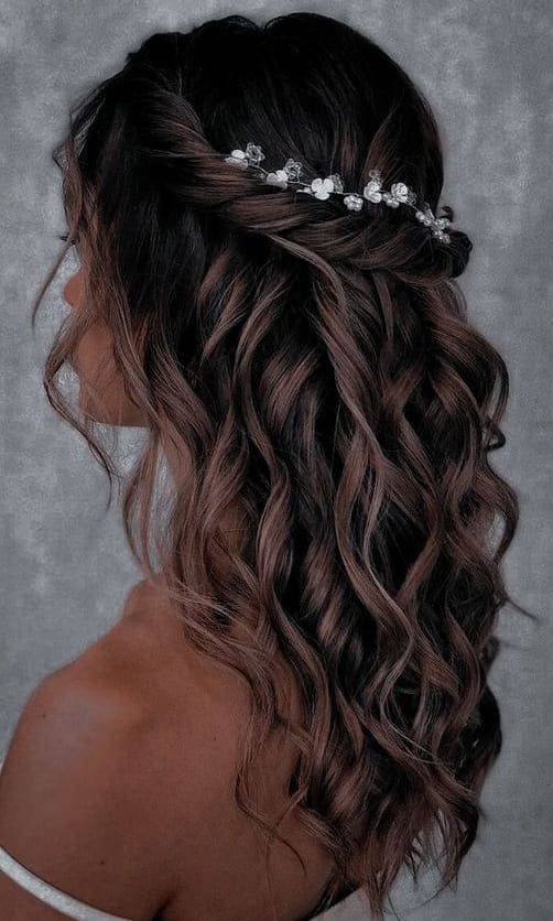 prom hairstyle: tiara half up