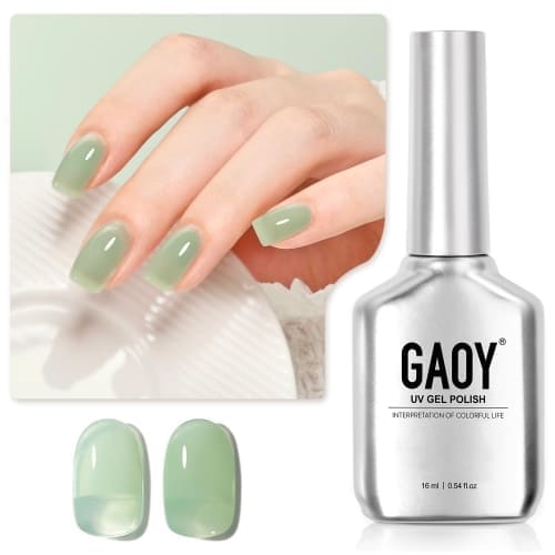 sage green jelly gel nail polish