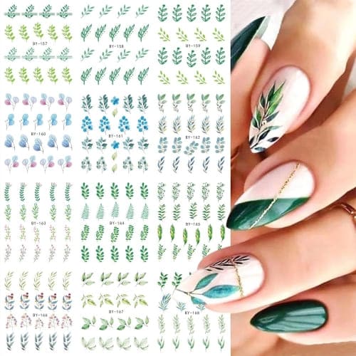 green leaf nail stickers 
