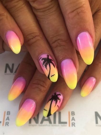 tropical nail design: sunset