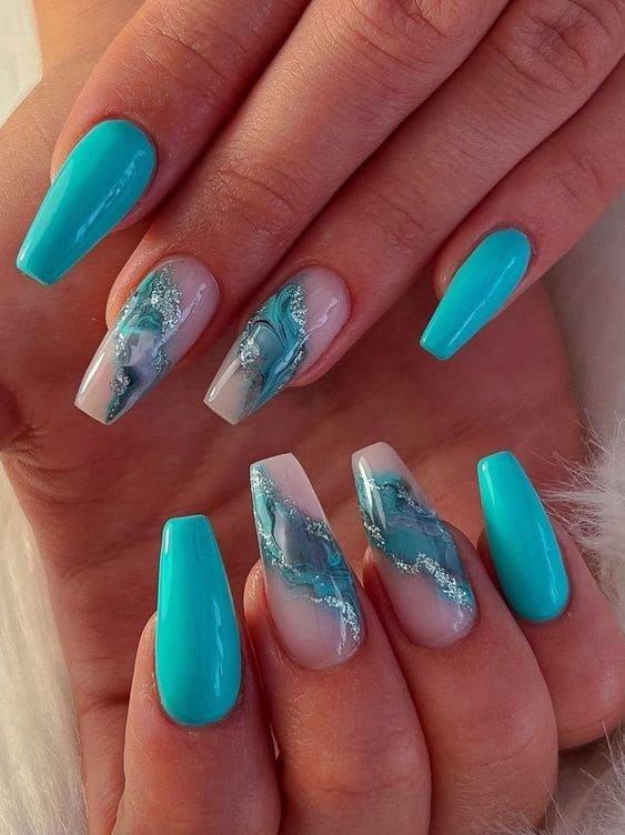 turquoise nails: marble coffins