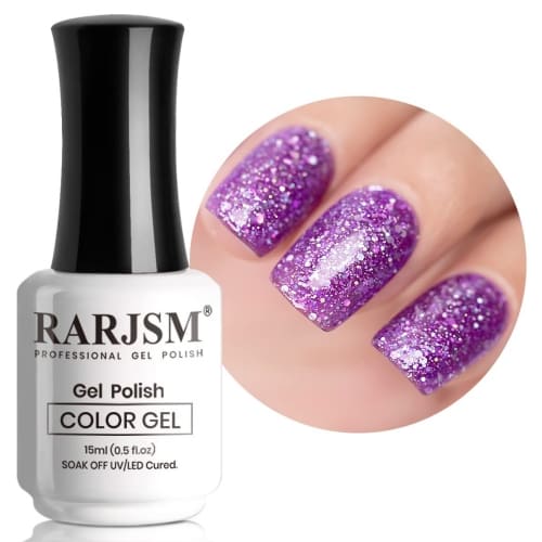 chunky glitter purple gel nail polish