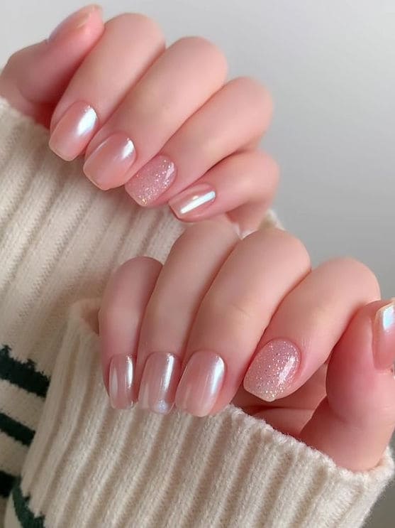 winter nail color: pearl nude pink 