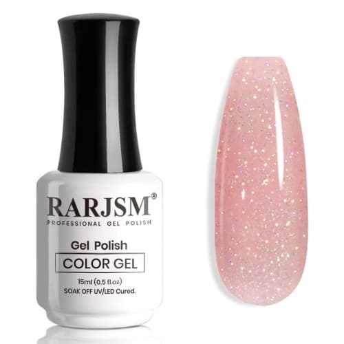 light pink glitter gel nail polish