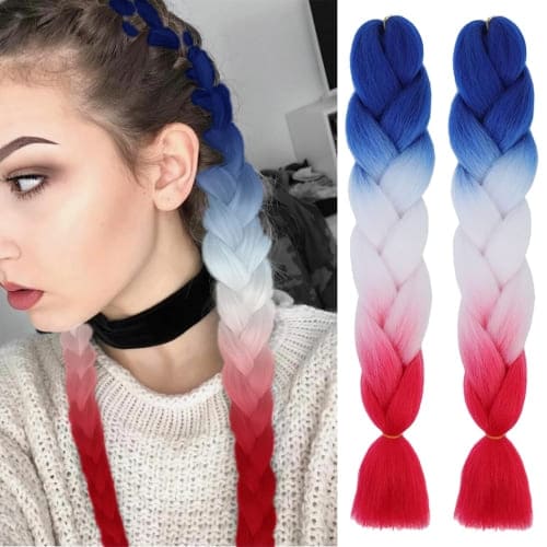 red white blue hair extensions