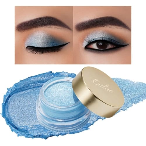 shimmery light blue eyeshadow