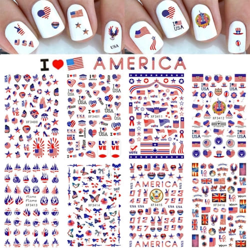4th of July nail art stickers