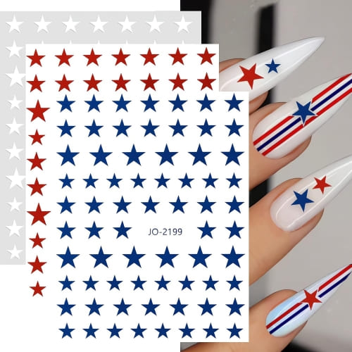 4th of July star nail art stickers