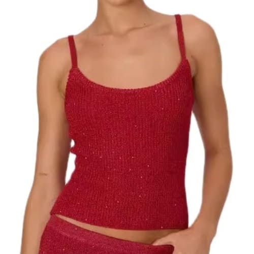 red knit top sleeveless