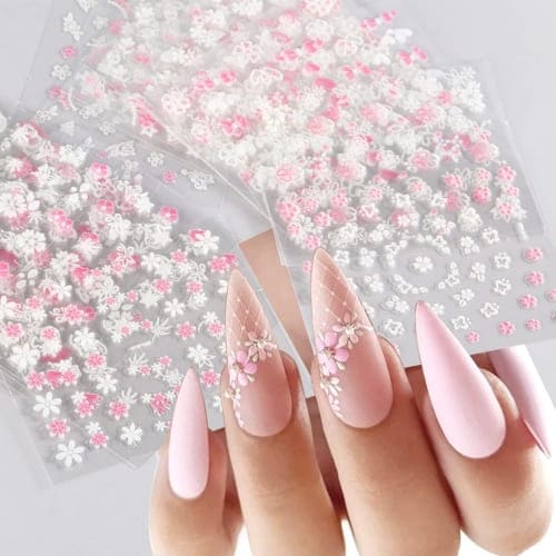pink flower nail art stickers