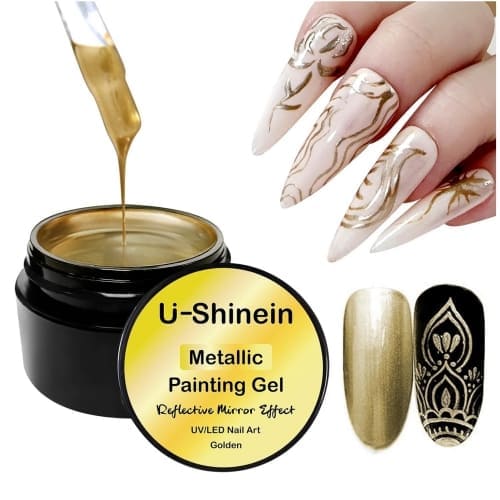 gold chrome nail art
