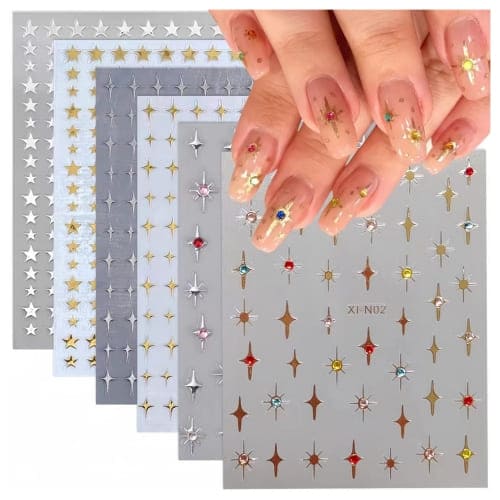gold sparkle 3d nail stickers