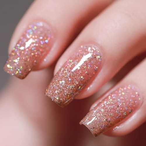rose gold glitter gel nail polish